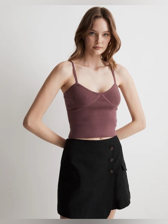 Madewell Tops - Madewell Corset-Detail Crop Ribbed Knit Tank Top.